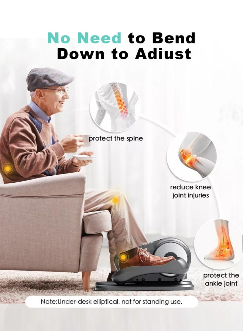 HomarKet Under Desk Elliptical Machine, Electric Elliptical Leg Exerciser for Seniors with 12 Adjustable, Portable Quiet Elliptical Exercise Machine, Seated Pedal Exerciser with Remote Control,Black - Image 3